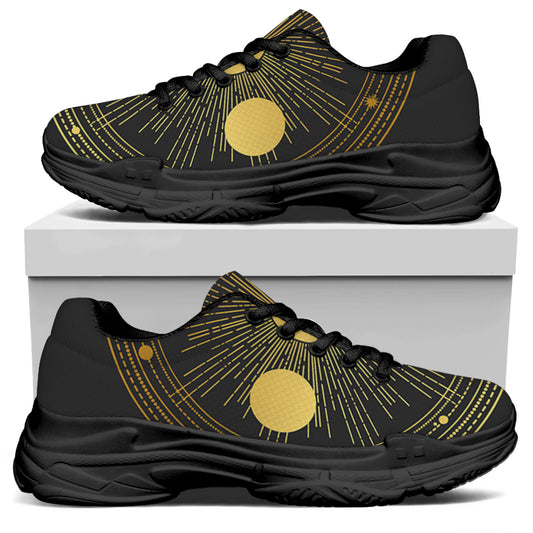 Sun And Moon Phase Print Black Chunky Shoes