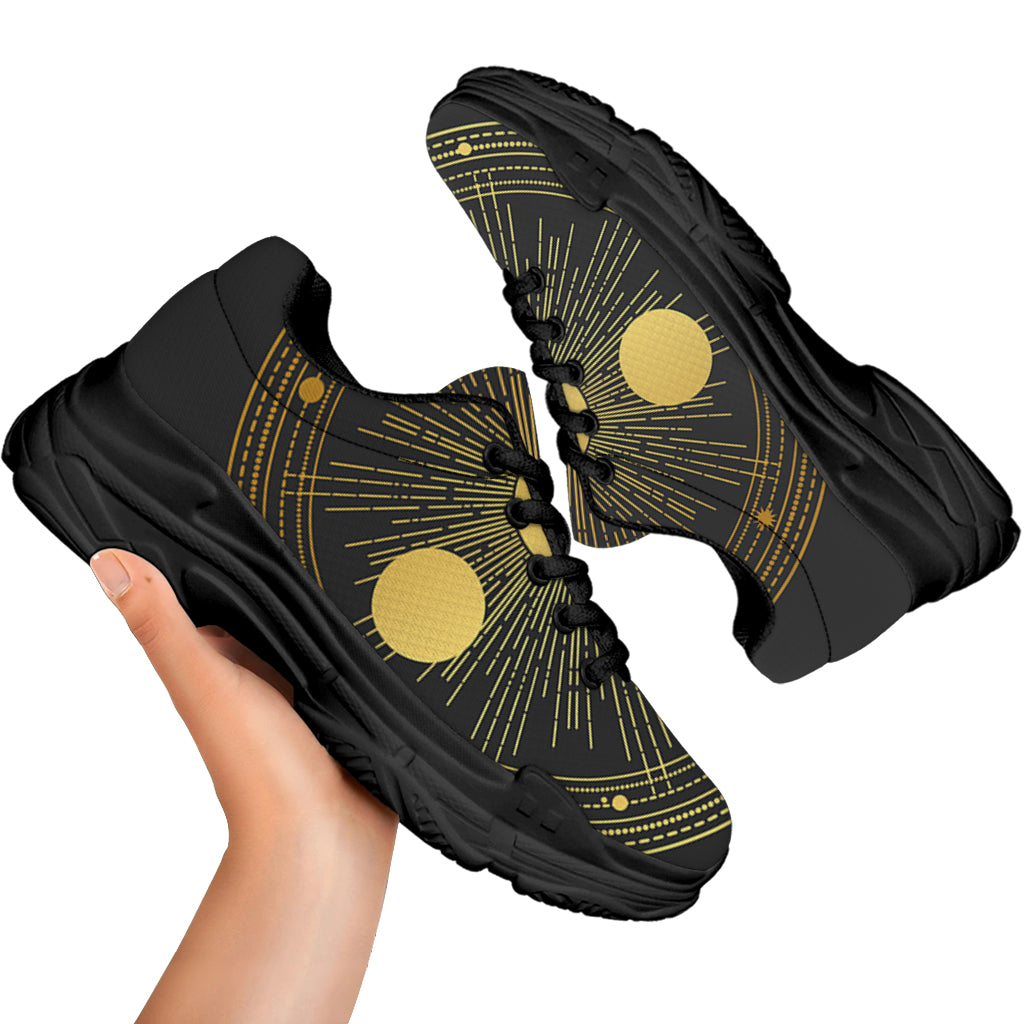 Sun And Moon Phase Print Black Chunky Shoes