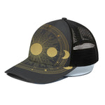 Sun And Moon Phase Print Black Mesh Trucker Cap