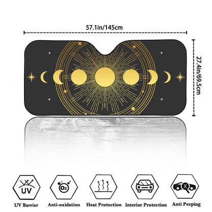 Sun And Moon Phase Print Car Windshield Sun Shade