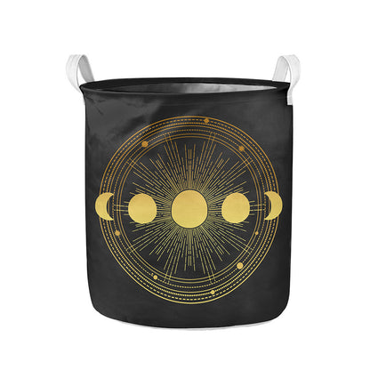 Sun And Moon Phase Print Collapsible Laundry Basket