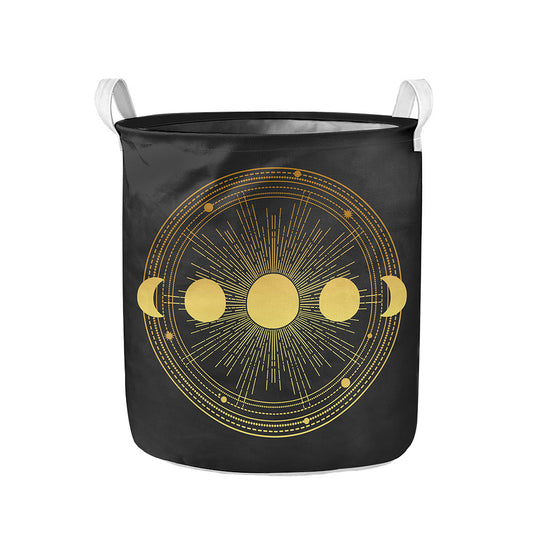Sun And Moon Phase Print Collapsible Laundry Basket
