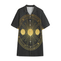 Sun And Moon Phase Print Cotton Hawaiian Shirt