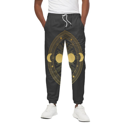 Sun And Moon Phase Print Cotton Pants