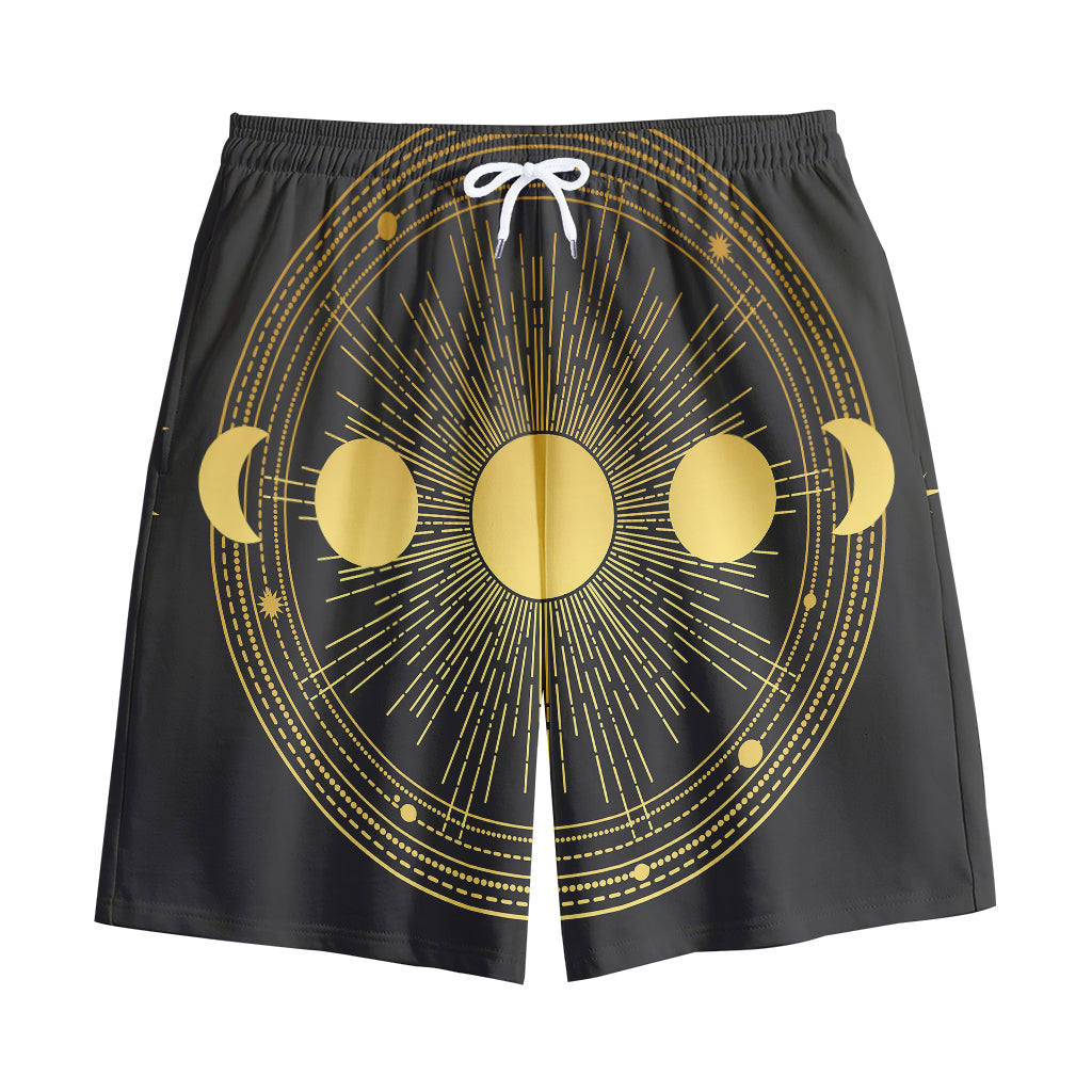 Sun And Moon Phase Print Cotton Shorts