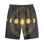 Sun And Moon Phase Print Cotton Shorts