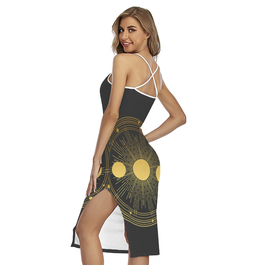 Sun And Moon Phase Print Cross Back Cami Dress