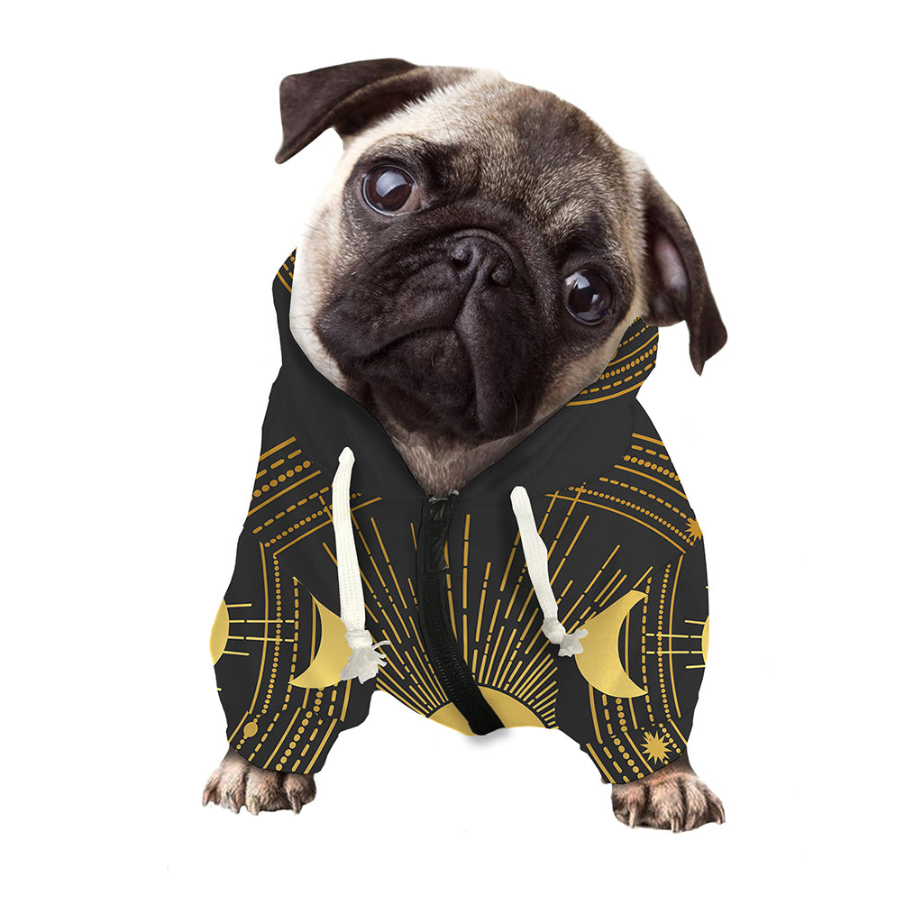Sun And Moon Phase Print Dog Zip Up Hoodie