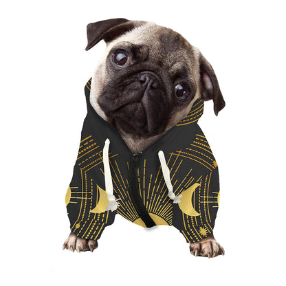 Sun And Moon Phase Print Dog Zip Up Hoodie