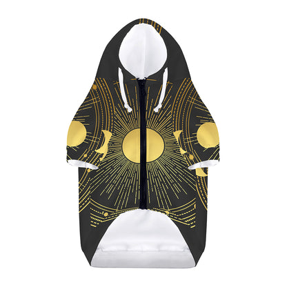 Sun And Moon Phase Print Dog Zip Up Hoodie