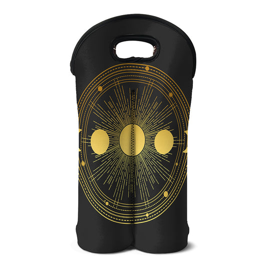 Sun And Moon Phase Print Double Neoprene Wine Tote