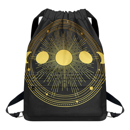 Sun And Moon Phase Print Drawstring Backpack