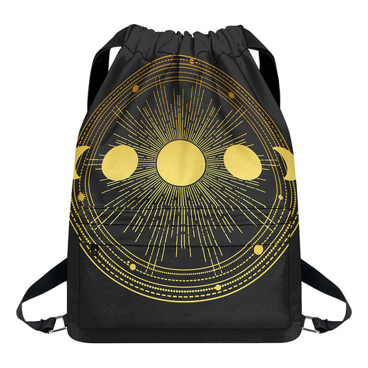Sun And Moon Phase Print Drawstring Backpack