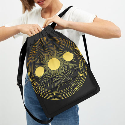 Sun And Moon Phase Print Drawstring Backpack