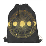 Sun And Moon Phase Print Drawstring Bag