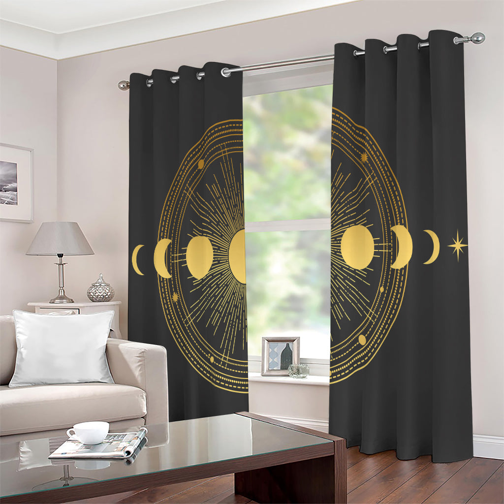 Sun And Moon Phase Print Extra Wide Grommet Curtains