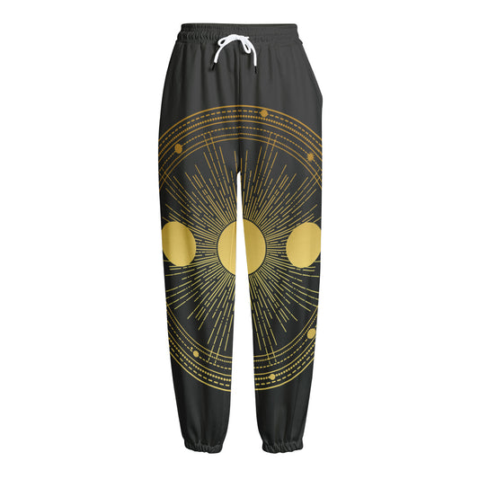 Sun And Moon Phase Print Fleece Lined Knit Pants
