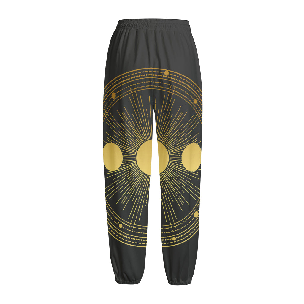 Sun And Moon Phase Print Fleece Lined Knit Pants