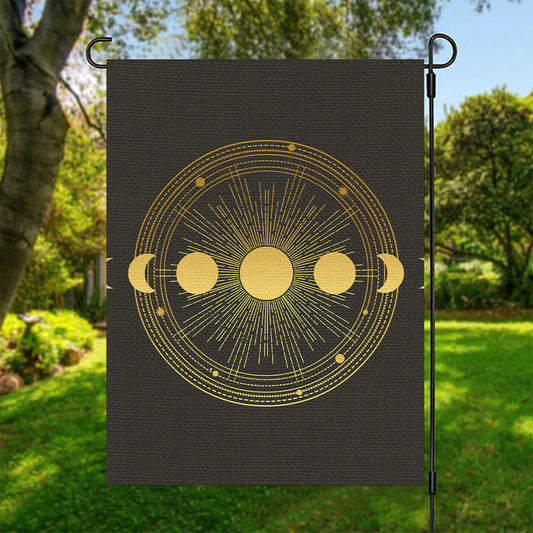 Sun And Moon Phase Print Garden Flag