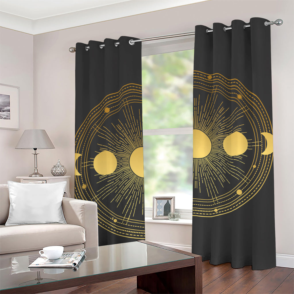 Sun And Moon Phase Print Grommet Curtains