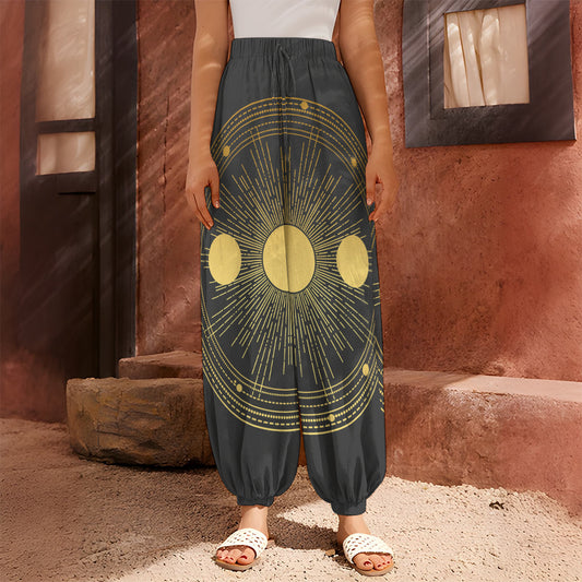 Sun And Moon Phase Print Harem Pants