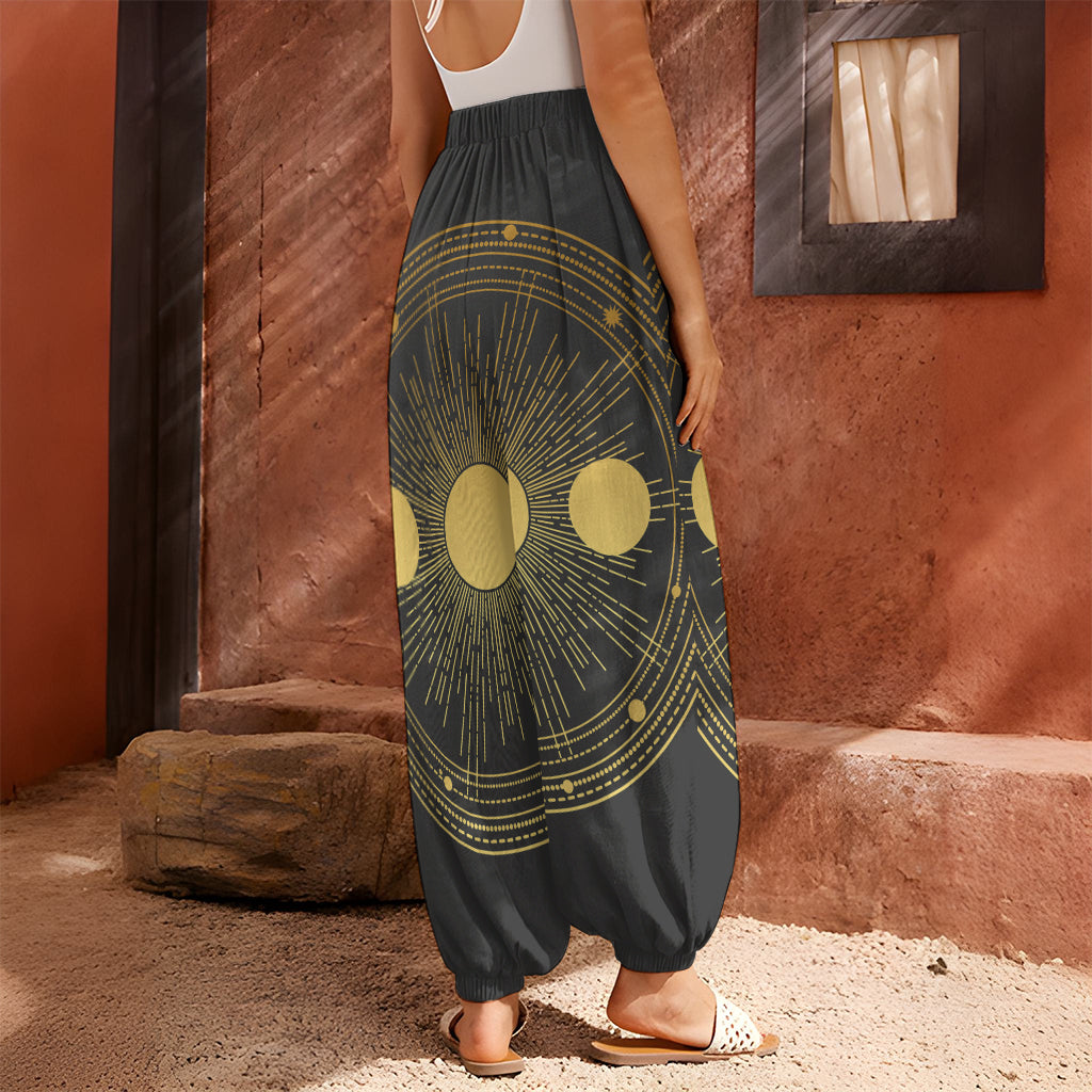 Sun And Moon Phase Print Harem Pants