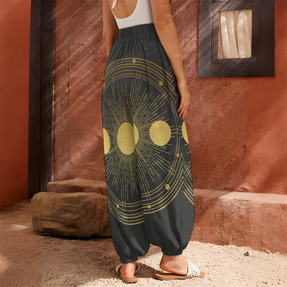 Sun And Moon Phase Print Harem Pants