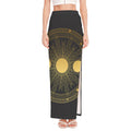 Sun And Moon Phase Print High Slit Maxi Skirt