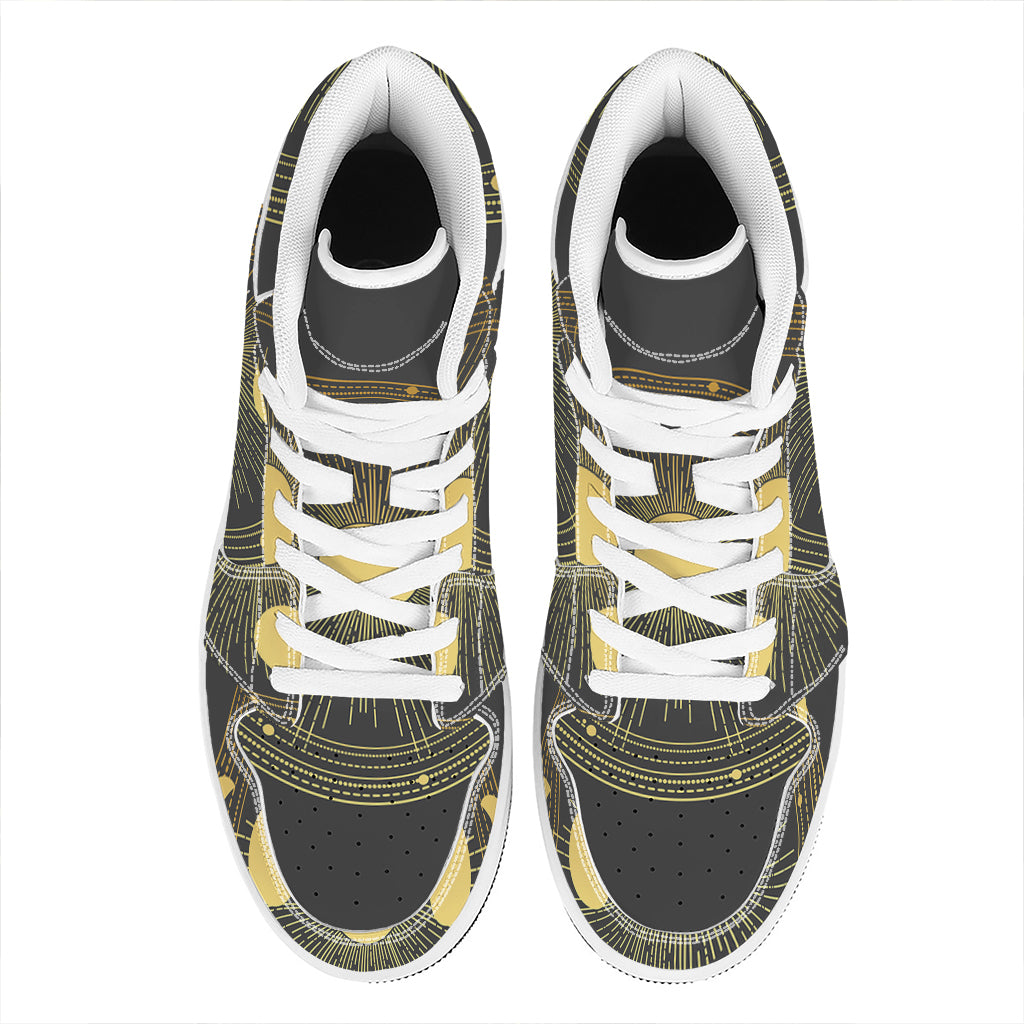 Sun And Moon Phase Print High Top Leather Sneakers