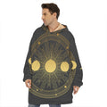 Sun And Moon Phase Print Hoodie Blanket