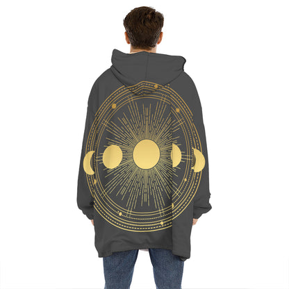 Sun And Moon Phase Print Hoodie Blanket