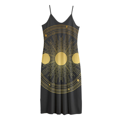 Sun And Moon Phase Print Jersey Midi Cami Dress
