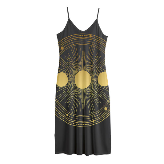 Sun And Moon Phase Print Jersey Midi Cami Dress