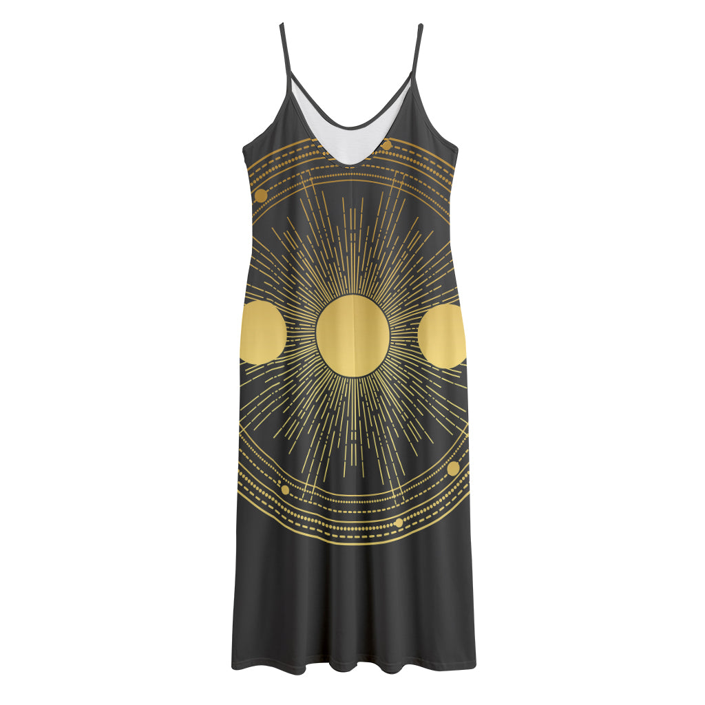 Sun And Moon Phase Print Jersey Midi Cami Dress