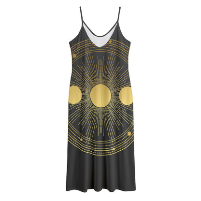 Sun And Moon Phase Print Jersey Midi Cami Dress