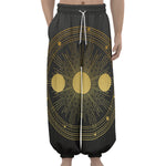 Sun And Moon Phase Print Lantern Pants