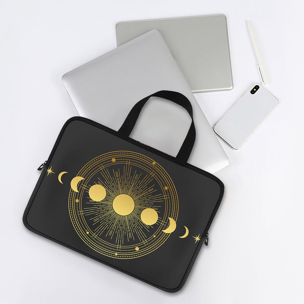 Sun And Moon Phase Print Laptop Sleeve With Handle