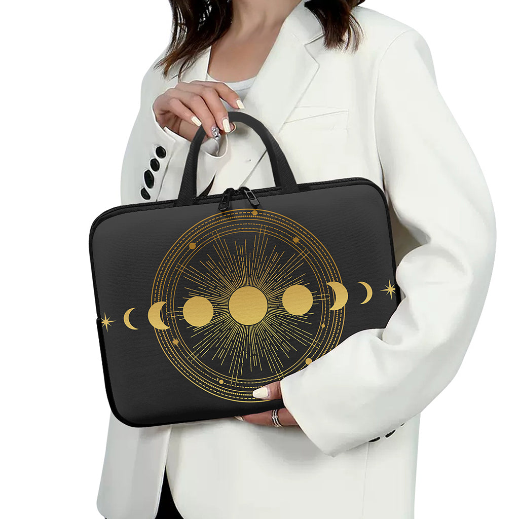 Sun And Moon Phase Print Laptop Sleeve With Handle