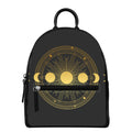 Sun And Moon Phase Print Leather Backpack