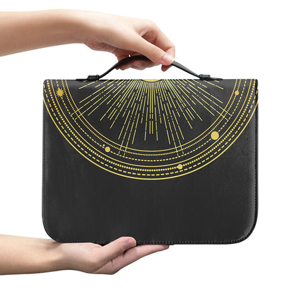Sun And Moon Phase Print Leather Bible Cover