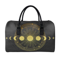Sun And Moon Phase Print Leather Duffel Bag