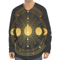 Sun And Moon Phase Print Long Sleeve Baseball Jersey