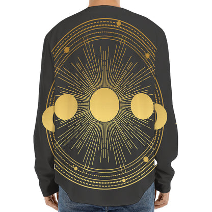 Sun And Moon Phase Print Long Sleeve Baseball Jersey