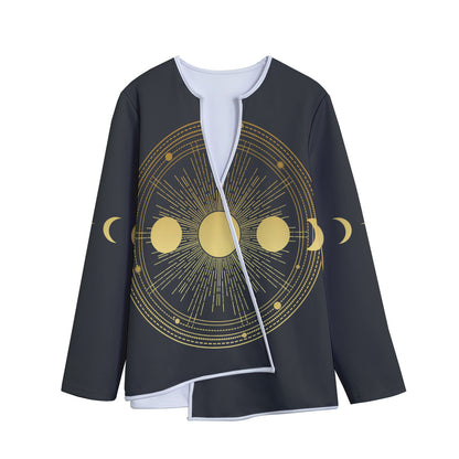 Sun And Moon Phase Print Long Sleeve Short Coat