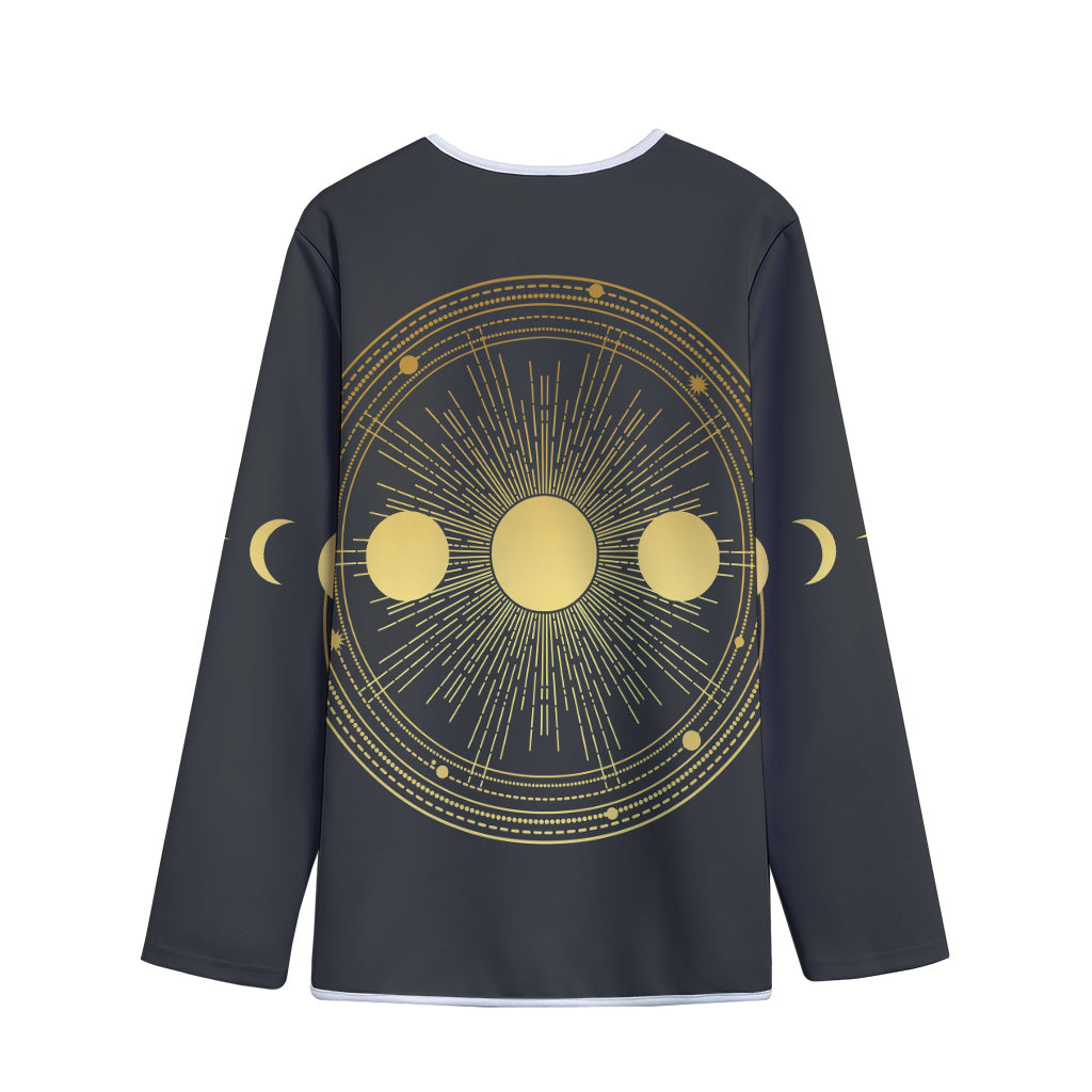Sun And Moon Phase Print Long Sleeve Short Coat