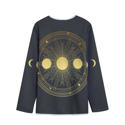 Sun And Moon Phase Print Long Sleeve Short Coat