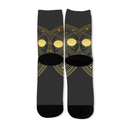 Sun And Moon Phase Print Long Socks