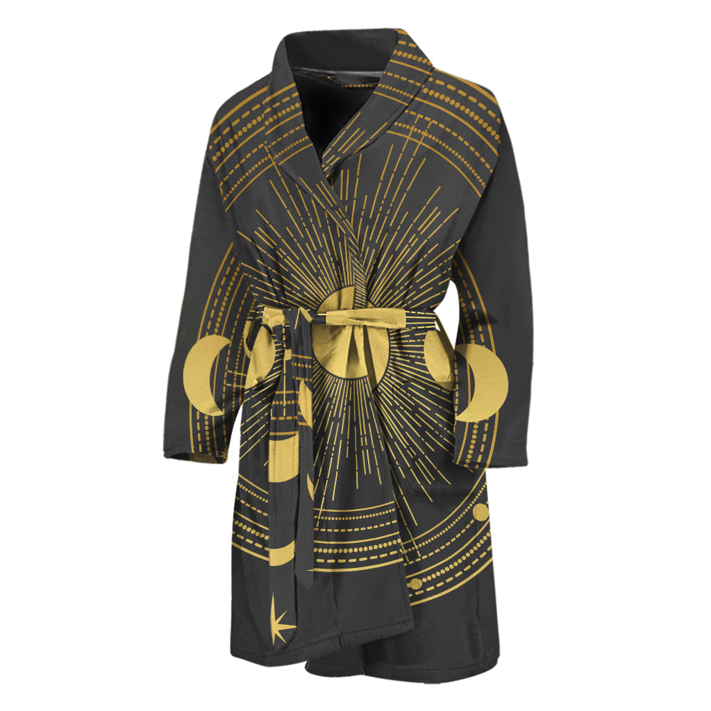 Sun And Moon Phase Print Men's Bathrobe