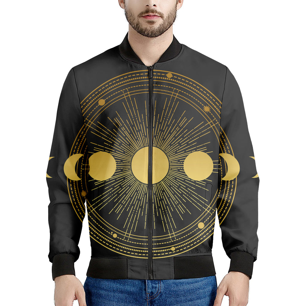 Sun And Moon Phase Print Men's Bomber Jacket