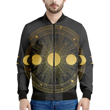 Sun And Moon Phase Print Men's Bomber Jacket